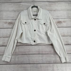 We the Free People Rough Seam Cop Oversized Jacket Womens Medium White Boxy